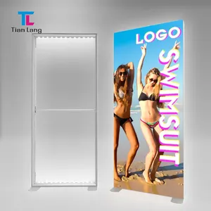 Tianlang vải đồ họa khung hợp kim Nhôm xách tay Pop Up seg hộp Đèn backlit Backdrop tường hiển thị