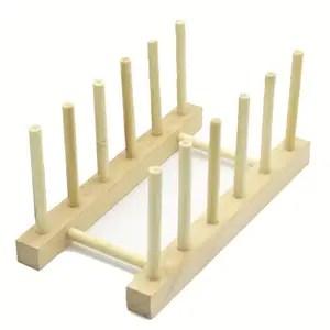 Soporte plegable de bambú para utensilios, armarios de cocina, cuenco, plato, escurridor de Bambú