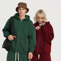 Sweat à capuche zippé en molleton brossé 350 GSM pour jeunes femmes, coupe décontractée, épaules tombantes, style décontracté, directement de l'usine OEM