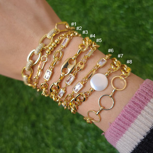 Bracelets pour femmes BC1413, chaîne à maillons rectangulaires en <span class=keywords><strong>or</strong></span> délicat, avec zircon cubique en forme <span class=keywords><strong>de</strong></span> <span class=keywords><strong>grain</strong></span> <span class=keywords><strong>de</strong></span> <span class=keywords><strong>café</strong></span> - Product Image 2