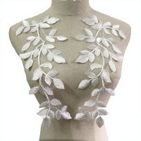 Dentelle brodée à la main en tulle français 100 % polyester, motif feuille d'arbre, noir, beige, blanc, couleur personnalisée, élégante