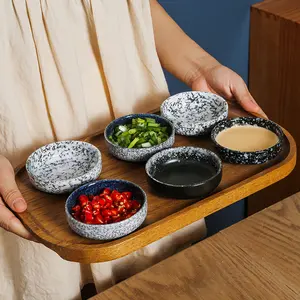 Harmony vende al por mayor estilo japonés para servir Sish vegetales secos chalotes fritos plato pequeño Sushi plato de cerámica salsa de soja