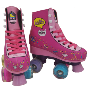 En gros de mode PU flash roue chaussures à roulettes chat conception De Soja luna patines quad patins à roulettes chaussures - Product Image 5