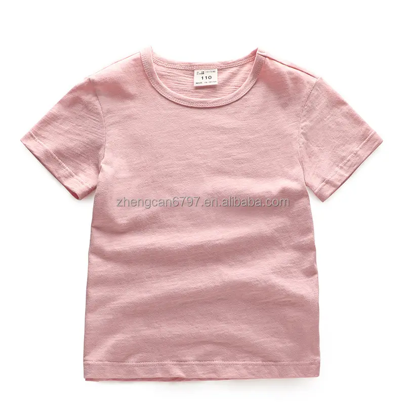0-16 Years Old Boys And Girls Pink Tops Solid Color Short Bamboo Fabric Short T-shirt