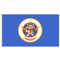 Drapeaux du Minnesota 3x5 pieds en polyester, impression numérique, souples, à suspendre, personnalisables pour toutes les nations - Vente en gros