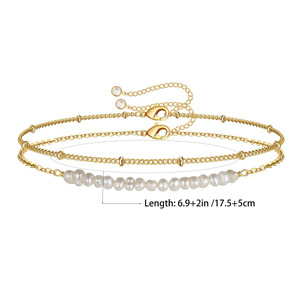 Bracelet superposé réglable en <span class=keywords><strong>or</strong></span> rempli 14 carats, chaîne ovale mignonne, barre de perles, bracelets en <span class=keywords><strong>or</strong></span> pour femmes - Product Image 2