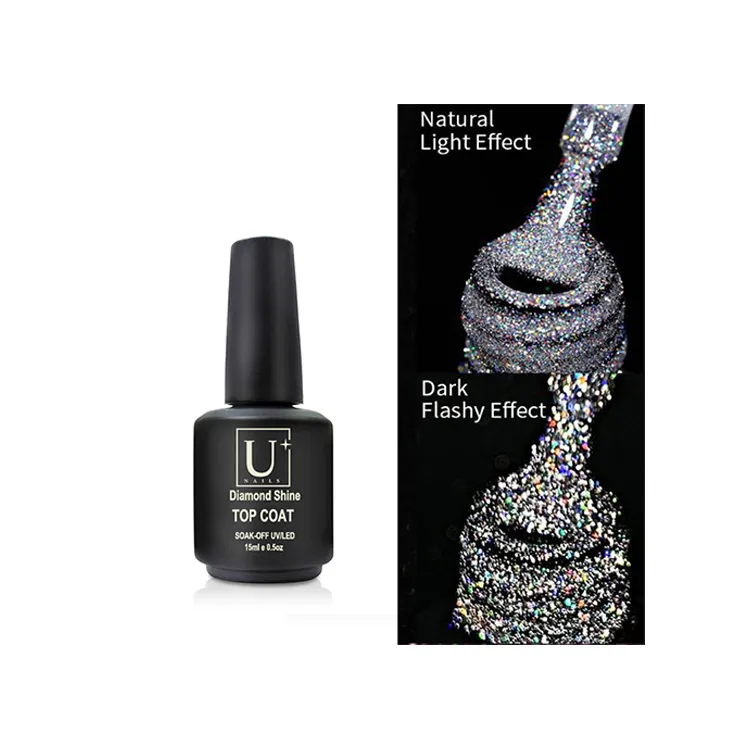 Professional Disco Top Gel with Reflective Glitters like broken diamonds on nails offer free samples