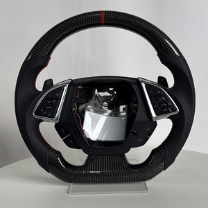 Volant en fibre de carbone pour <span class=keywords><strong>Chevrolet</strong></span> Camaro SS <span class=keywords><strong>Corvette</strong></span> <span class=keywords><strong>C7</strong></span> <span class=keywords><strong>2014</strong></span> 2016 2017 2018 2019 2020 Volants en cuir - Product Image 1