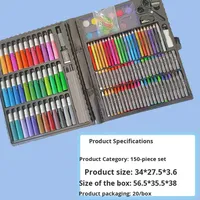 Ensemble d'activités créatives pour enfants de 150 pièces, crayons à eau, crayons de couleur, crayons à mines colorées, papeterie multicolore pour écrire et peindre, boîte cadeau, fabriqué en Chine