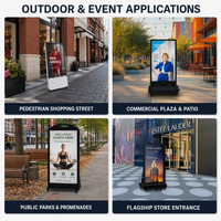 Affichage publicitaire LCD portable d'intérieur de 43 pouces, 550 nits, inclinable, sur pied avec base à roulettes