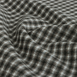 Manteau de mode <span class=keywords><strong>à</strong></span> carreaux noir et blanc double face en 60 % <span class=keywords><strong>laine</strong></span> et 40 % tissu chimique, 850 g/m², tissage grossier, pelable, vente en gros - Product Image 2