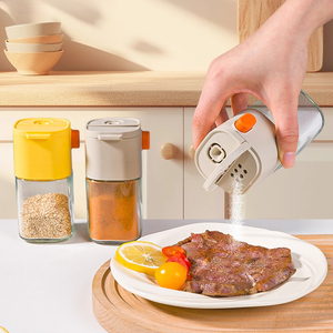 Contenitore Multifunzionale per Condimenti da 180ml, Bottiglia in Vetro con Dosatore a Pressione, Barattolo per Sale da Cucina, Spezie e Pepe - Product Image 1