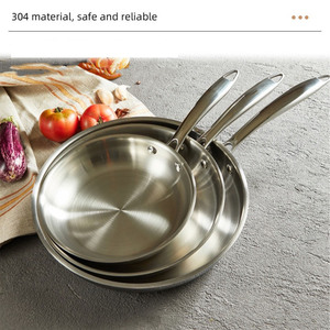 Tri-ply thép không gỉ Frying Pan Set, skillets, đầu bếp của chảo, cảm ứng đồ nấu nướng 18cm-20cm-22cm - Product Image 4