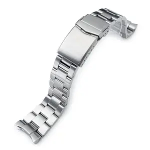 All Solid Links Include End Links Double Flip Lock Diver's Clasp Buckle Brushed 316L Stainless Steel Watch Band Strap