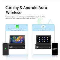 Autoradio 1 Din avec écran rétractable manuel de 7 pouces, Carplay sans fil, Android Auto, Bluetooth, navigation GPS