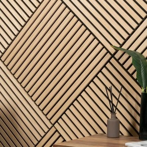 Certifié CE 600*600mm Mini carré latte flûte <span class=keywords><strong>bois</strong></span> massif chêne placage panneau mural acoustique moderne <span class=keywords><strong>pour</strong></span> hôtels appartements hôpitaux - Product Image 3