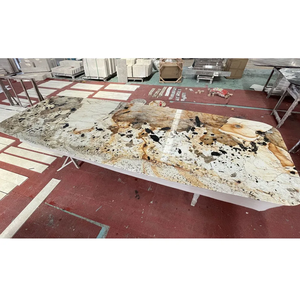 Mesa de comedor de mármol blanco <span class=keywords><strong>Patagonia</strong></span> de lujo, estilo nórdico moderno rectangular con losas de cuarcita para el hogar o el <span class=keywords><strong>restaurante</strong></span> - Product Image 5