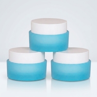 Emballage cosmétique vide de luxe personnalisé avec logo, 1 oz, 30 g, contenants pour gommage corporel, pot en plastique bleu acrylique, pots pour crème corporelle avec couvercle
