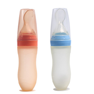 Cuchara <span class=keywords><strong>de</strong></span> Silicona para Alimentar Bebés <span class=keywords><strong>de</strong></span> 120 ml, Biberón con Cuchara y Base <span class=keywords><strong>de</strong></span> Succión - Product Image 1