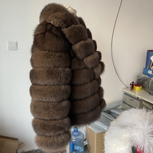 Cappotto Invernale Corto di Alta Gamma per <span class=keywords><strong>Donna</strong></span>, Elegante con Collo in Pelliccia di Volpe e Zibellino, Monopetto, <span class=keywords><strong>Trench</strong></span> Tinto, Caldo - Product Image 4