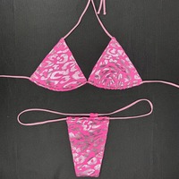Huili Oem Hoge Kwaliteit Designer Micro Badpak Fabrikant Vrouwen String Tweedelige Strandkleding Custom Print Roze Bikini Set