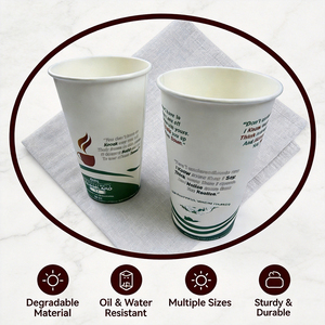 Customized 16oz Biodegradable Greaseproof <b>Disposable</b> Paper <b>Cups</b> with Sleeves for Coffee Tea & Beverages - Product Image 2