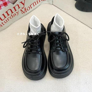 2025, mocasines de suela gruesa para mujer, nuevos zapatos planos de cuero genuino para otoño e invierno, zapatos individuales de estilo universitario, cuero pequeño que combina con todo - Product Image 2