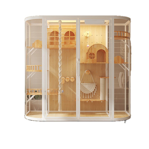 Flexible Interior Layout Customization Curved Tempered Glass Multi-level Solid <b>Wood</b> Villa for Foreign Pet Chain Stores - Product Image 1