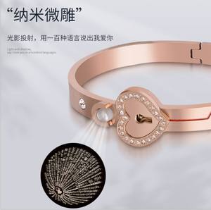 100 שפות אני אוהב אותך הקרנת לב אהבת נעילת צמיד מפתח שרשרת נירוסטה יהלומי תכשיטי זוג סטים - Product Image 5