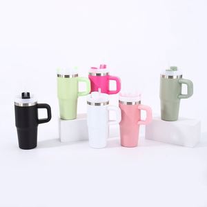 14oz Insulated Handle Tumbler Car Travel <b>Mug</b> Double Wall Vacuum Stainless Lid Straw Non-Slip Bottom - Product Image 6
