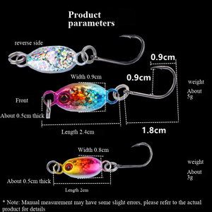 3g 5g Micro Mini Jig en métal avec paillettes brillantes, yeux sanglants 3D, type cuillère, Vibe Jigging, leurre bionique coulant, hameçon simple - Product Image 5