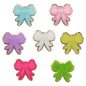 Offre Spéciale belle couleur fer sur or paillettes serviette Chenille château ballon couronne nœud papillon patchs pour enfants vêtements - Product Image 3