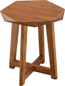 Tavolino <span class=keywords><strong>Esagonale</strong></span> in Legno Massello - Tavolino Laterale Moderno Minimalista per Soggiorno, Tavolino Decorativo in Legno Naturale <span class=keywords><strong>con</strong></span> Design a <span class=keywords><strong>Base</strong></span> a X - Product Image 1