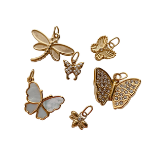 Dijes de Mariposa y Libélula Chapados en Oro con Cristales de Imitación y Perlas para la Creación de Joyería, Estilo Unisex y Lindo - Product Image 1