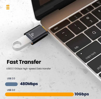 Adaptateur USB C vers USB3.1 5 Gbps/120 W, adaptateur mâle Type C vers femelle USB noir pour smartphone, PC, ordinateur portable, tablette, clavier, etc.