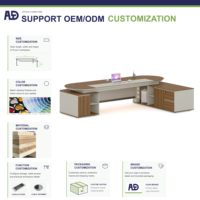Bureau de direction moderne pliable en MDF avec tiroirs, grand bureau en forme de L pour patron, manager, table de travail pour bureau de direction