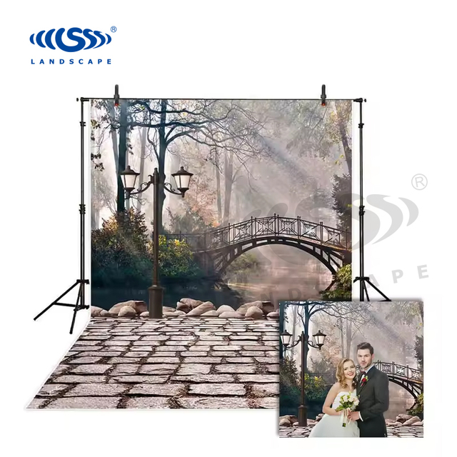 Metal Street Landscape Photographic Backdrop Stand Adjustable Scenery Photo Booth Backdrop for Photography