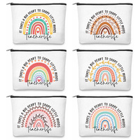 Pochette de maquillage personnalisée en toile imprimée en couleur, style bohème, trousse à crayons, porte-monnaie, pochette de rangement à fermeture éclair, sac cosmétique multifonction en coton