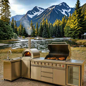 Youya Nouveau design de meubles de cuisine d'extérieur <span class=keywords><strong>Barbecue</strong></span> à gaz moderne en acier inoxydable personnalisé pour <span class=keywords><strong>la</strong></span> <span class=keywords><strong>maison</strong></span> et <span class=keywords><strong>la</strong></span> cour - Product Image 1