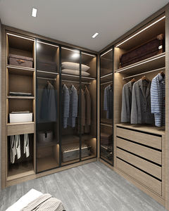 Armario de Vidrio Personalizado de Fábrica, Armario Vestidor de Buena Calidad con Luces, Muebles de Dormitorio, Armario Vestidor, Armario de Madera - Product Image 4