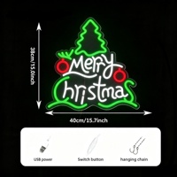 Insegna al Neon LED in Acrilico 'Buon Natale' con Albero di Natale e Stella, Decorazione USB per Casa, Caffè e Vetrine