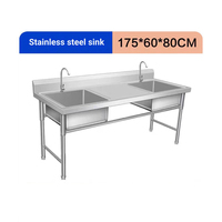 2024 vente en gros Durable Commercial 201/304 Table d'évier en acier inoxydable Double évier équipements de cuisine de haute qualité