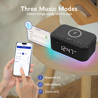 KENUO Chargeur sans fil multifonctionnel pour la maison et l'hôtel, avec commande par application, veilleuse colorée, horloge, haut-parleur et radio FM
