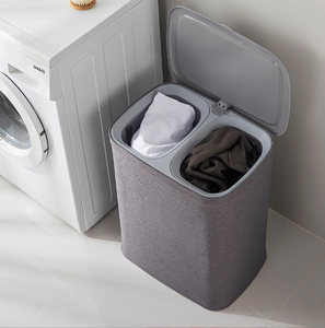 Venta al por mayor de cesto de <span class=keywords><strong>ropa</strong></span> cubierto de tela con tapa para baño, cesto de <span class=keywords><strong>ropa</strong></span> con asa para el almacenamiento doméstico de <span class=keywords><strong>ropa</strong></span> <span class=keywords><strong>sucia</strong></span> - Product Image 1