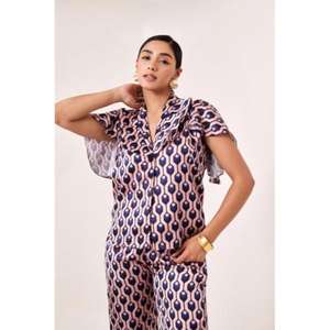 Ensemble coordonné géométrique imprimé pour femme, ensemble coordonné élégant, tenue deux pièces avec motif moderne, look tendance, coupe confortable - Product Image 3