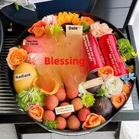 Coffret Cadeau Rond Quatre Pièces pour l'Hiver avec Sangle, Boîte Cadeau Créative Haut de Gamme pour Fruits, Anniversaires et DIY