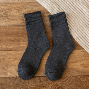 Mid Calf Woolen <strong>Cashmere</strong> Thermal Winter <strong>Socks</strong> for <strong>Men</strong> Women Long Soft Hosiery Logo Cuff Crew Solid Color Warm Winter Gift <strong>Socks</strong> - Product Image 5
