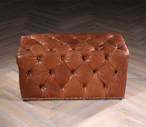 modern leather Cowhide living room furniture chair square milk churn box stool - Product Image 2