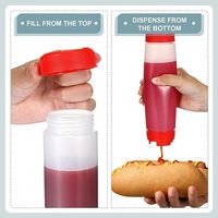 Penjualan terlaris 16/20/24oz dua tutup dapat diisi ulang LDPE botol saus Remas kualitas makanan Dispenser FIFO dengan tutup sekrup