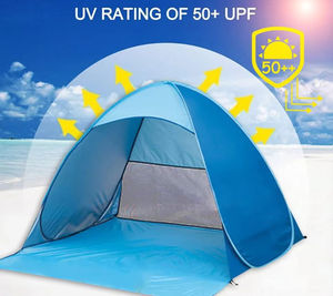 Carpa de playa desplegable para 3-4 personas con protección solar UPF 50+ UV, refugio solar desplegable con bolsa de transporte para playa, parque y camping. - Product Image 2